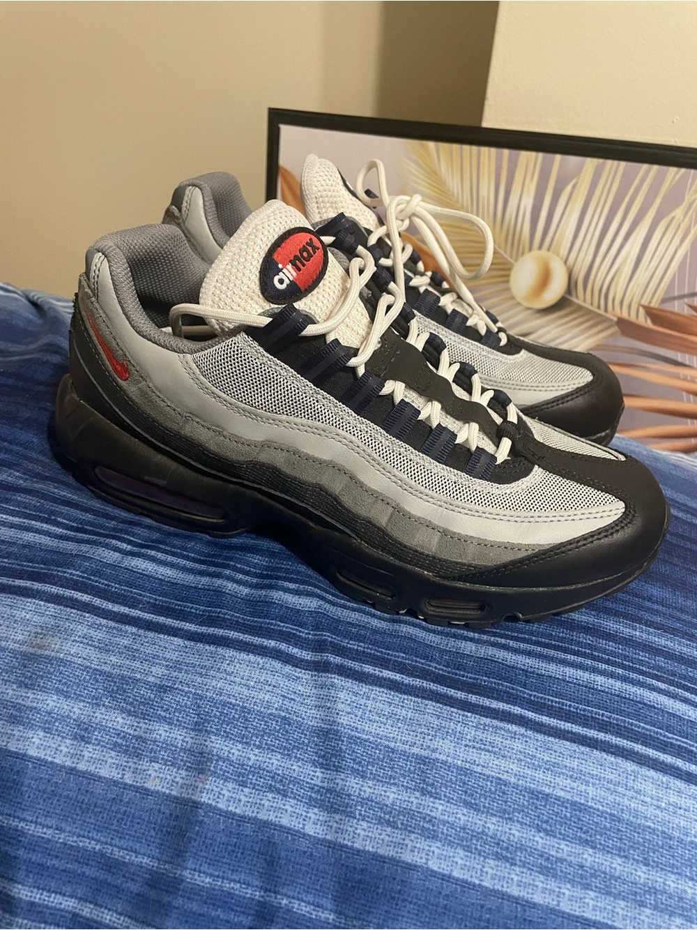 Nike Men's Air Max 95 Sneakers - Grey/Black with Red Accents